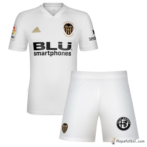 Camiseta Valencia Replica Primera Ropa Niños 2018/19 Blanco